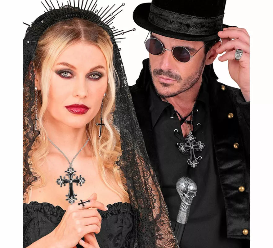 Translation missing: fr.Collar con Colgante de Cruz negra con Strass