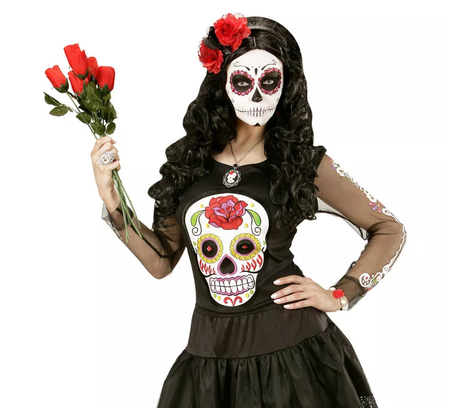 Translation missing: fr.Collar con Medallón de Calavera y Rosa Negra
