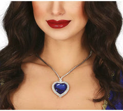 Collier coeur bleu métallisé