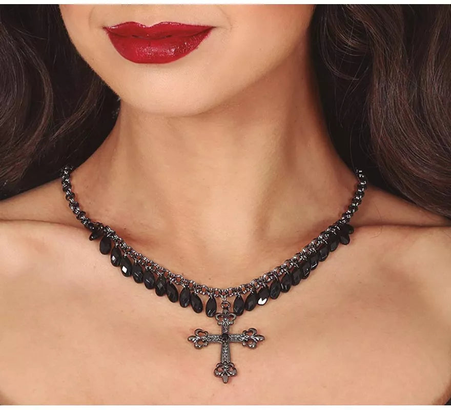 Translation missing: fr.Collar Cruz con Piedras Negras