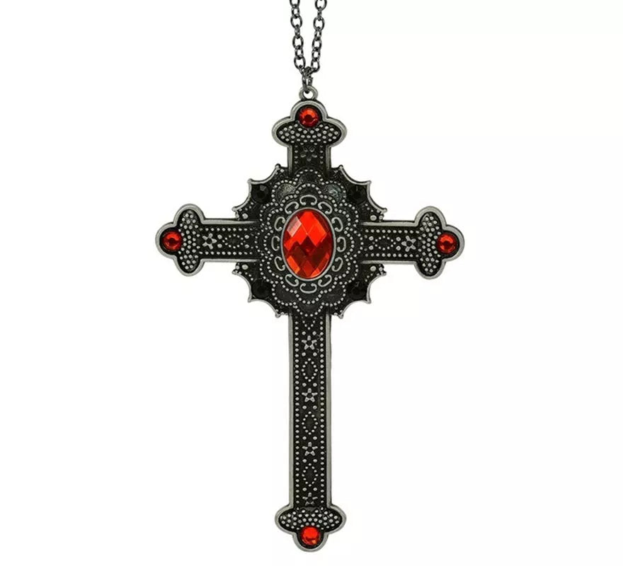 Translation missing: fr.Collar Cruz Gótica con Gemas rojas