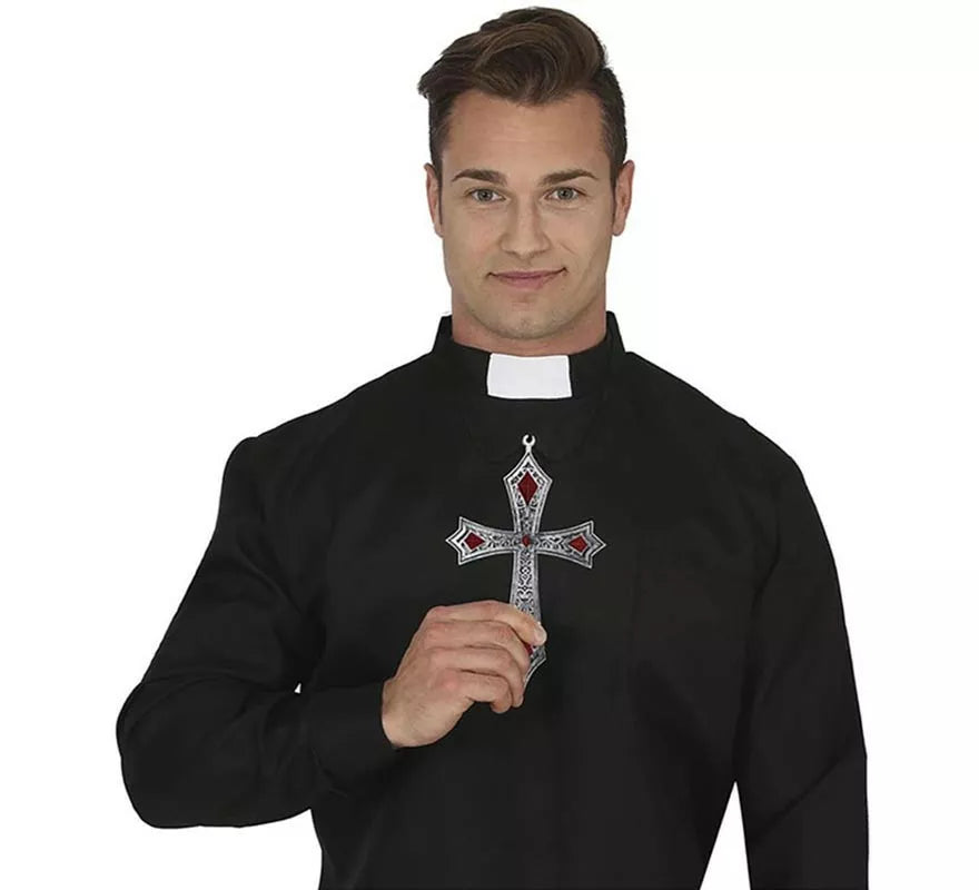 Translation missing: fr.Collar Cruz Gótica gris de 21 cm