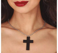 Collier croix noire 6 cm