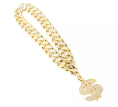 Collier chaîne avec signe dollar en diamant