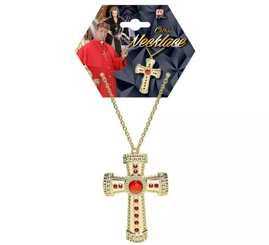 Collar de Cruz Dorada con Bisutería incrustada