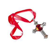 Collier croix gothique avec pierre