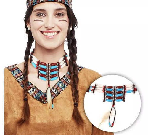 Collar de Indio azul y marrón adulto