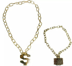Collier Doré avec Symbole du Dolar 40 cm