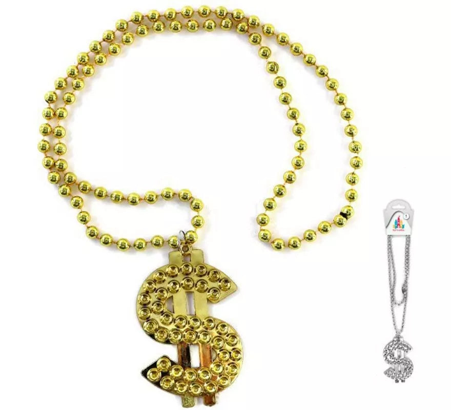 Translation missing: fr.Collar de 50 cm con símbolo de Dólar de 8 cm en dos colores surtidos