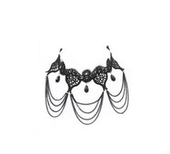 Collier gothique noir avec pierres et dentelle