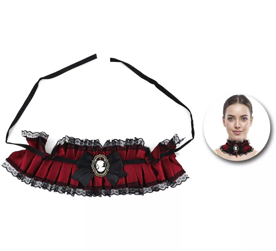 Translation missing: fr.Collar Gótico rojo con Lazo