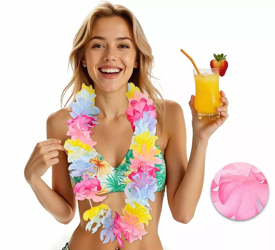 Translation missing: fr.Collar Hawaiano de Flores multicolor de 90 cm