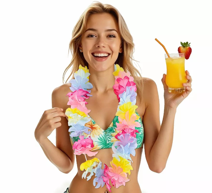 Translation missing: fr.Collar Hawaiano de Flores multicolor de 90 cm