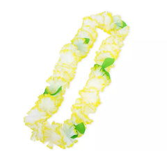 Collier Hawaï jaune et blanc 55 cm