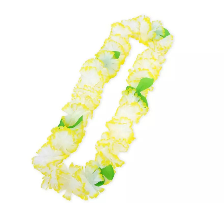 Translation missing: fr.Collar Hawaii amarillo y blanco de 55 cm