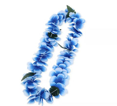 Collier Hawaï bleu et blanc 55 cm