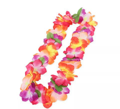 Collier Hawaï avec fleurs et feuilles multicolores de 55 cm