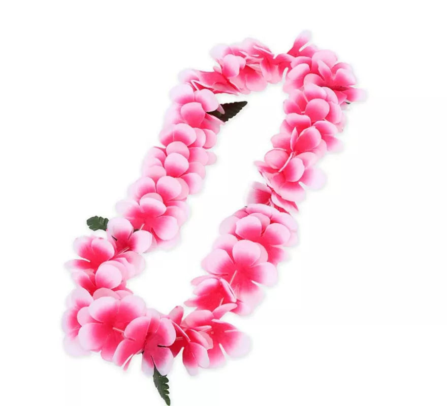 Translation missing: fr.Collar Hawaii fucsia y blanco de 55 cm