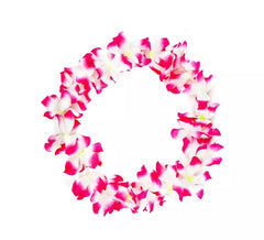 Collier Hawaï moyen fuchsia et blanc de 46 cm
