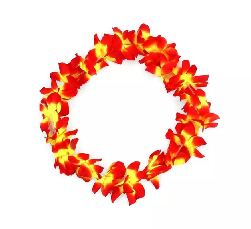 Translation missing: fr.Collar Hawaii mediano rojo y amarillo de 46 cm