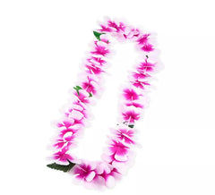 Collier Hawaii violet et blanc 55 cm