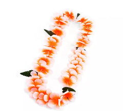 Collier Hawaï orange et blanc 55 cm