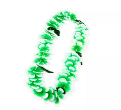 Collier Hawaï vert et blanc 55 cm