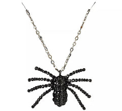 Collier Araignée Noire avec Pierres