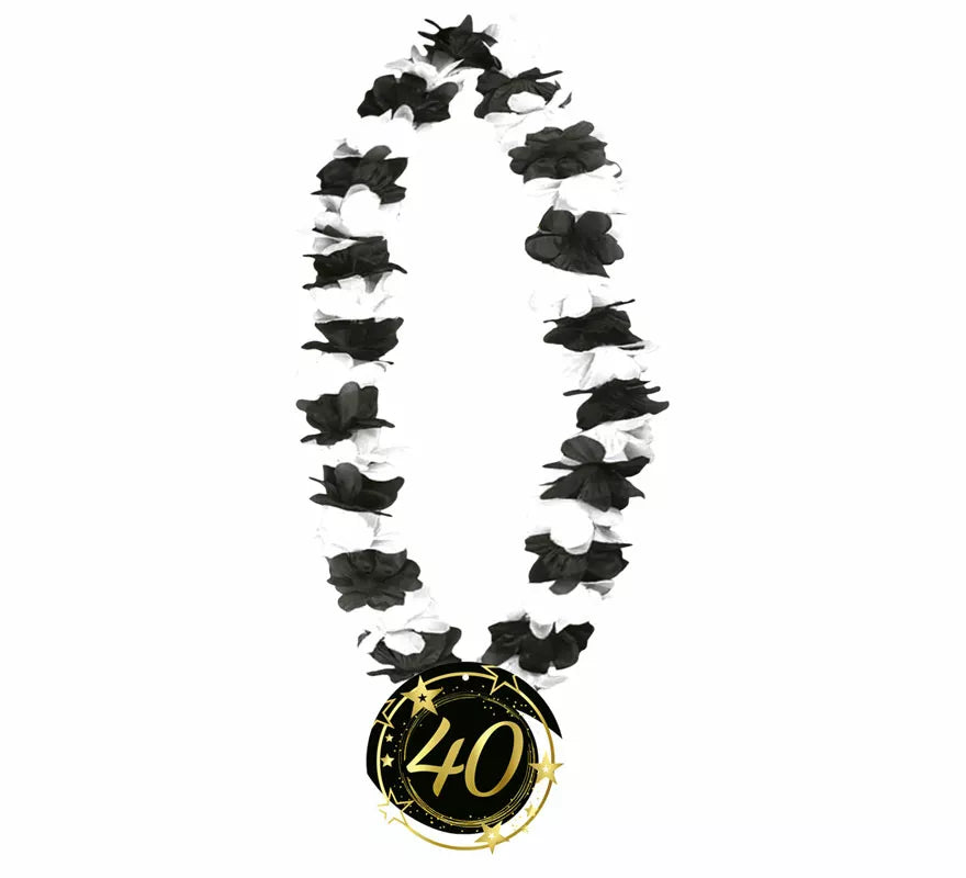 Collar Negro y Blanco de 40 Años Cumpleaños y Aniversarios