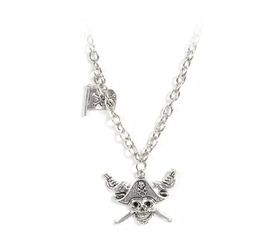 Translation missing: fr.Collar Pirata plateado con calavera