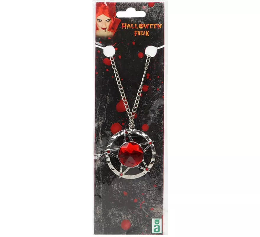 Translation missing: fr.Collar Plateado con Rubí 43 cm