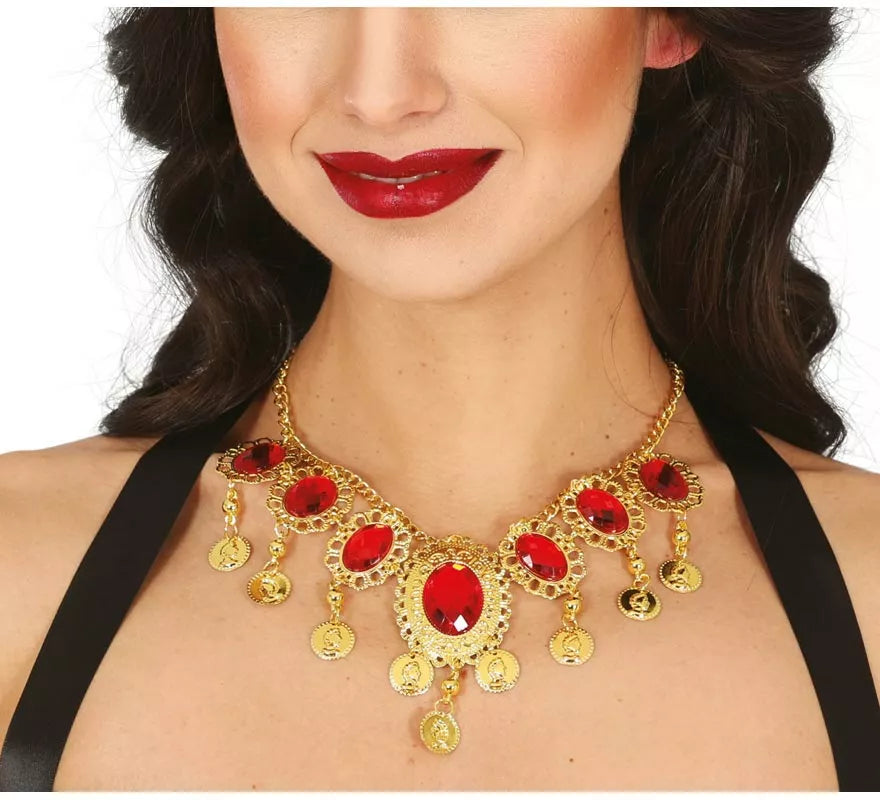 Translation missing: fr.Collar Rubies rojos metálico