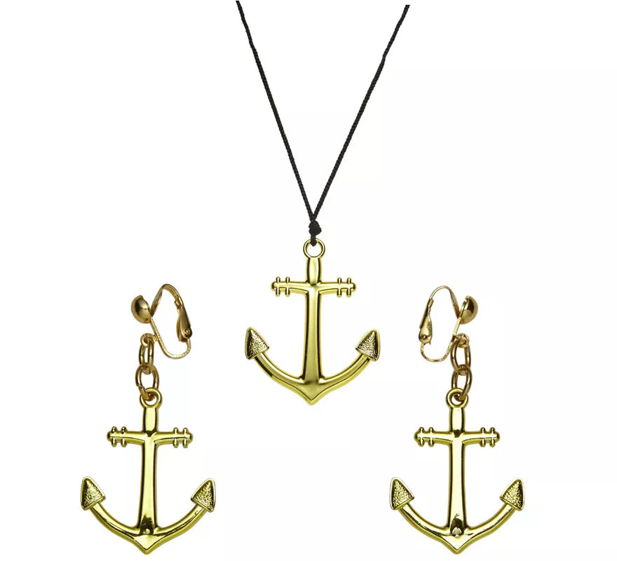 Translation missing: fr.Collar y Pendientes Ancla Dorada