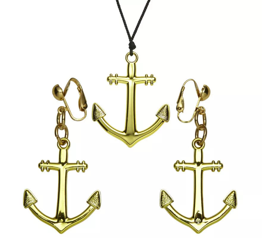 Translation missing: fr.Collar y Pendientes Ancla Dorada