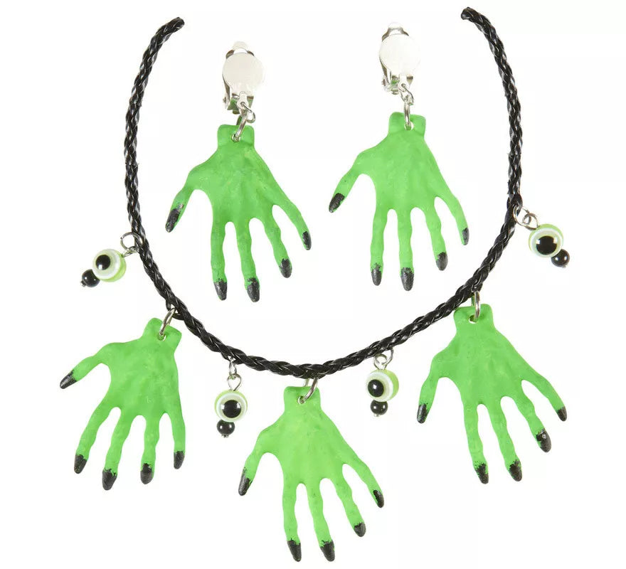 Translation missing: fr.Collar y Pendientes Halloween de Manos de Bruja