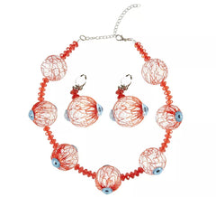 Collier et Boucles d'Oreilles Yeux d'Halloween
