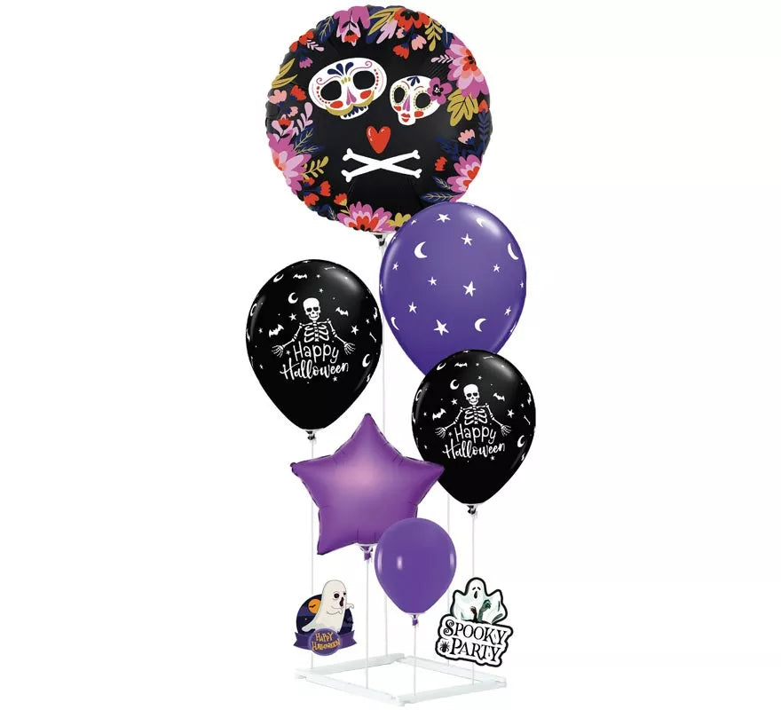 Translation missing: fr.Columna de Globos lila y negro 9 Piezas