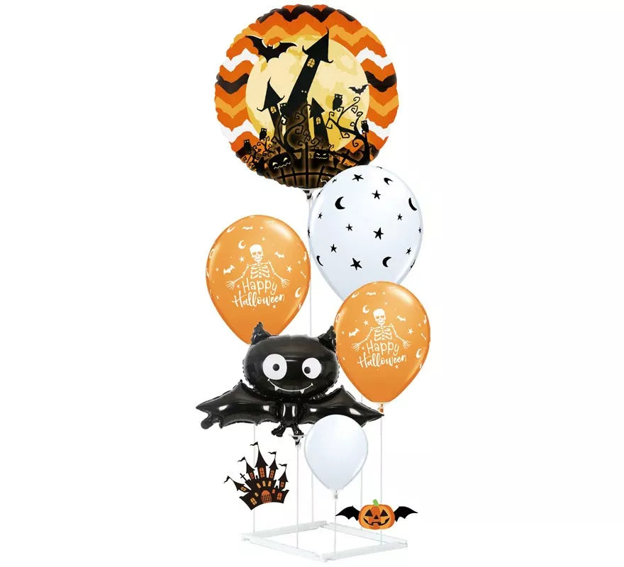 Translation missing: fr.Columna Globos Blanco y naranja 9 Piezas