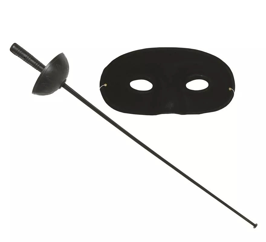 Translation missing: fr.Conjunto antifaz y florete 63 cm. de heroe enmascarado