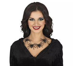 Ensemble collier et boucles d'oreilles araignée noire
