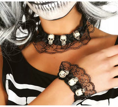 Kit Tête de Mort avec Tour de Cou et bracelets Halloween