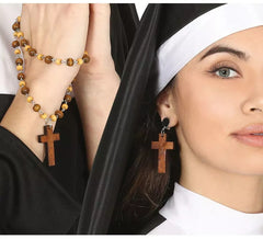 Boucles d'oreilles croix et chapelet