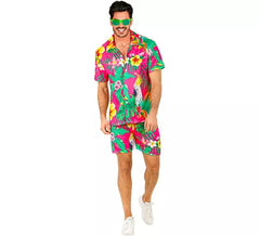 Ensemble d'été imprimé cacatoès : chemise et short pour homme