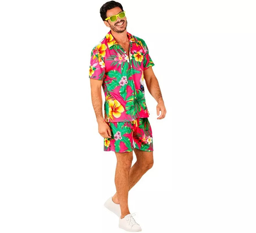Translation missing: fr.Conjunto de Verano con Estampado Cacatúa: Camisa y Shorts para hombre