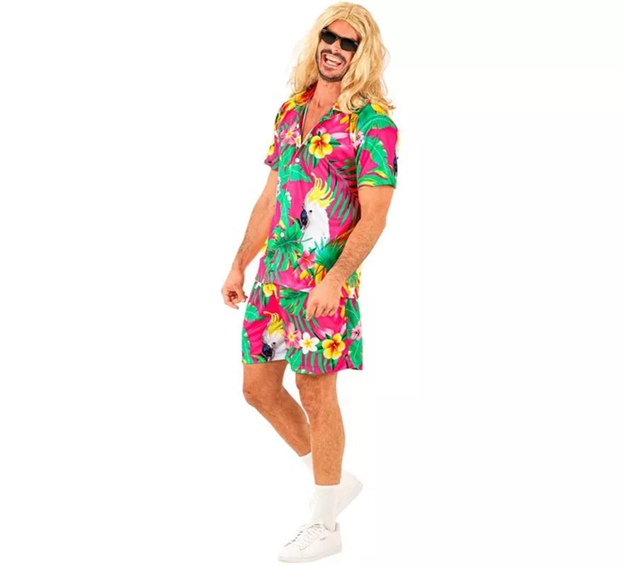 Translation missing: fr.Conjunto de Verano con Estampado Cacatúa: Camisa y Shorts para hombre