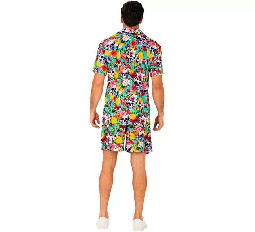 Translation missing: fr.Conjunto de Verano con Estampado de Calaveras: Camisa y Shorts para hombre