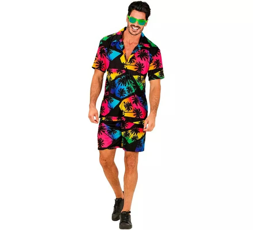 Translation missing: fr.Conjunto de Verano con Estampado de Palmeras: Camisa y Shorts para hombre