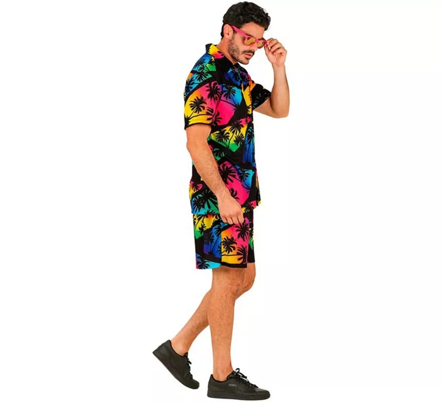 Translation missing: fr.Conjunto de Verano con Estampado de Palmeras: Camisa y Shorts para hombre
