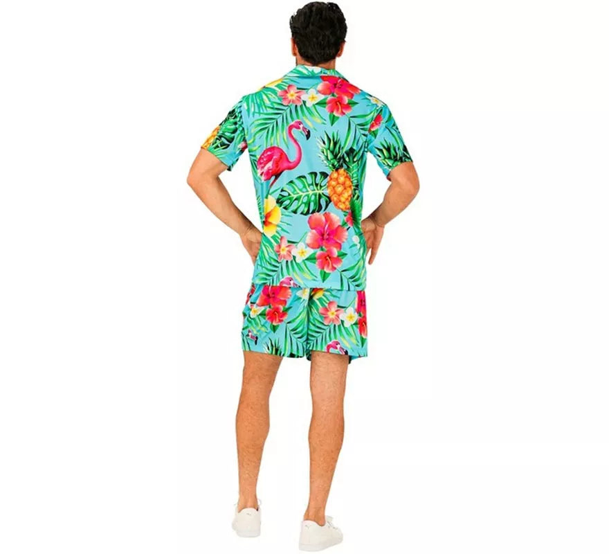 Translation missing: fr.Conjunto de Verano con Estampado Tropical: Camisa y Shorts para hombre