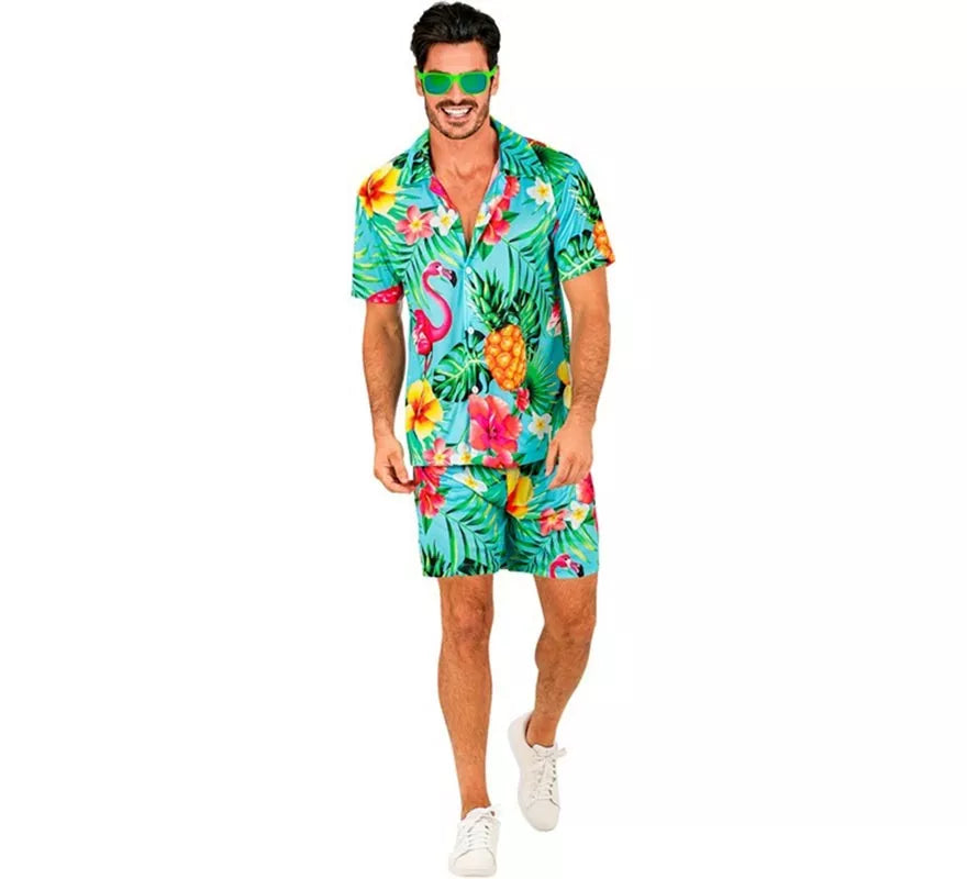 Translation missing: fr.Conjunto de Verano con Estampado Tropical: Camisa y Shorts para hombre